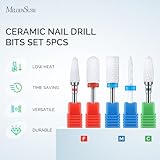 MELODYSUSIE Ceramic Nail Drill Bits Set, 3/32'' (2.35mm) Professional Acrylic Nail File Drill Bit for Manicure Pedicure Cuticle Gel Nail Polishing 5Pcs