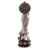 Top Collection Guan Yin Statue Standing on Lotus Pedestal- Quan Yin East Asian Goddess of Compassion and Mercy Sculpture in Premium Cold Cast Bronze - 16.75-Inch Collectible Meditating Buddha Figurine