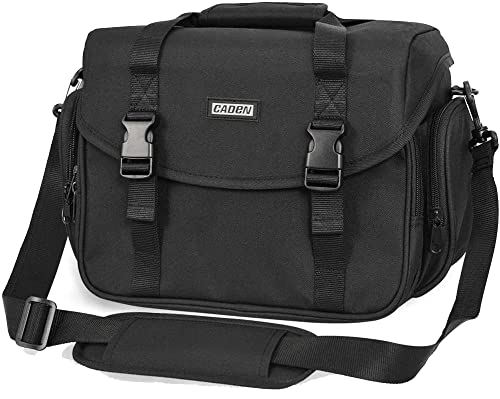 CADeN Camera Bag Case Shoulder Messenger Bag with Tripod Holder Compatible for Nikon, Canon, Sony, DSLR SLR Mirrorless Cameras Waterproof (Black, Small)