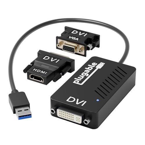 Plugable USB 3.0 to DVI/VGA/HDMI Video Graphics Adapter for Multiple Monitors up to 2048x1152 Supports Windows 11, 10, 8.1, 7, XP, and Mac 10.14+