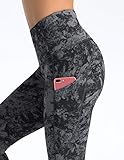 Dragon Fit High Waist Yoga Leggings with 3 Pockets,Tummy Control Workout Running 4 Way Stretch Yoga Pants (Large, Carbon Gray-Marble)