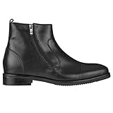 CALTO Men's Invisible Height Increasing Elevator Shoes - Black Premium Leather Lightweight Zipper Boots - 3.2 Inches Taller - S28001 - Size 8 D(M) US