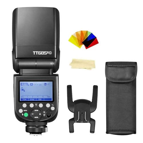 Godox TT685II-C Flash TTL 2.4GHz GN60 High Speed Sync 1/8000s Camera Speedlite Speedlight Light Compatible for Canon Cameras with Filter +Cloth(TT685C Upgraded Version)