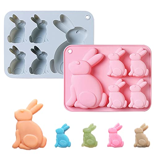 Tuxxzis 2-Pack 3D Cute Easter Bunny Silicone Molds for Baking Chocolate, Cake, Jelly, Fudge, Pudding