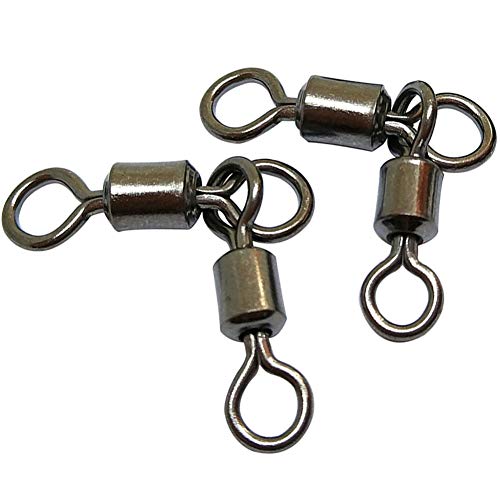 50PCS 3 Way Swivels Fishing,Heavy Duty Crane Swivel Fishing Slid 3-Way T Turn Swivel for Typing Double Drop Rigs for Fresh and Saltwater (2/0x1/0#-Length/Rated:1.06"/110LB)