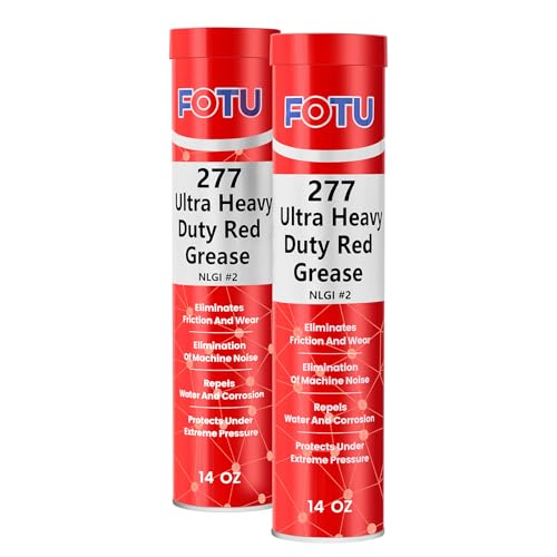 FOTU 277 Ultra Heavy-Duty Red Grease #2 Wheel Bearing Grease Tube,2x14oz,Multi-Purpose Lubricant for Severe Conditions, Ideal for Automotive, Marine, Buses, Trucks and Tractors