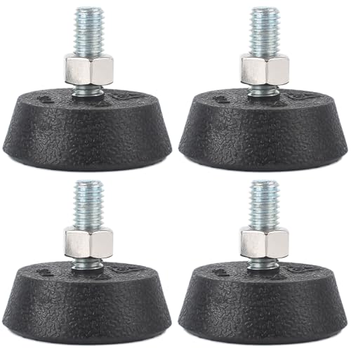 (4 Pack) for Peloton Exercise Bike Support Foot Pad, Upgraded Stainless Steel 3/8" Leveling Screws, Rubber Swivel Non-Slip Shock-Absorbing, Easy Install Replacement Parts
