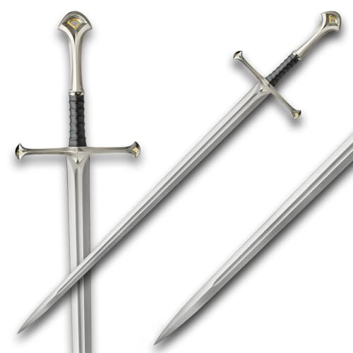 United Cutlery King Elendil's Narsil Sword | Licensed Lord of the Rings Movie Replica | 24K Gold Plated Fittings | Certificate of Authenticity