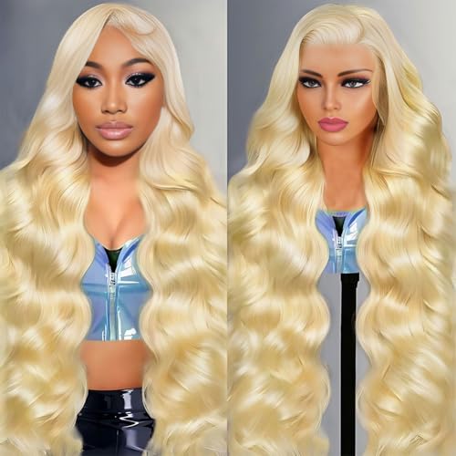 VVPPIL 613 13x6 Lace Front Wig Human Hair 200 Density 34 Inch Blonde Wig Human Hair 613 HD Lace Frontal Wigs Human Hair 613 Blonde Body Wave Lace Front Wigs Human Hair Pre Plucked for Women