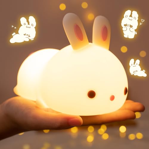 Bunny Night Light for Kids Lamp Cute Lamp, Kawaii 16 Colors Baby Night Light for Baby Nursery, Rechargeable Nightlight for Kids Room,Toddler Room Decor Kawaii Stuff Bunny Stuff Accessories Girls Gifts
