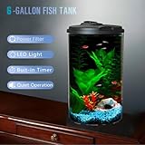 Koller Products Plastic 6-Gallon AquaView 360 Aquarium Kit for Tropical Fish, Betta Fish with LED Lighting and Power Filter Clear, 4-Piece Set