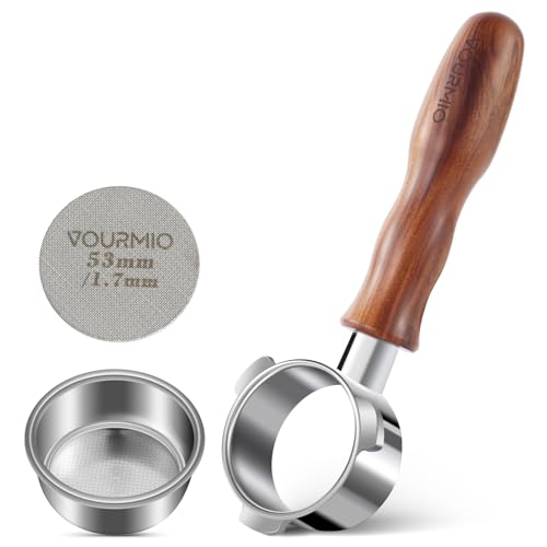 VOURMIO 54mm Bottomless Portafilter - with Filter Basket and Puck Screen, Compatible with Breville Barista Express, Pro, Touch, Bambino Plus, Infuser (880BSS, 870XL, 878BSS, 500BSS, 840XL)