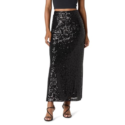 The Drop Women's Adela Sequin Maxi Skirt, Black, XS