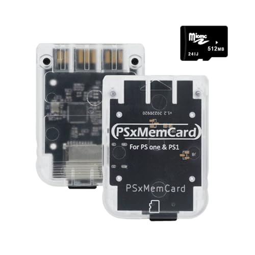 BITFUNX PSxMemCard PS1 Memory Card - Supports Firmware Upgrade, Saves Game Data and FreePSXBoot, Includes a 512MB MicroSD Card, High Speed Game Memory Card for PS1/PS One Console