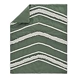 Sweet Jojo Designs Dark Green Boho Chic Baby Girl Boy Unisex Nursery Crib Bedding Set Solid Sage Hunter Ivory Bohemian Gender Neutral Linen Tassel Modern Farmhouse Minimalist 4pc