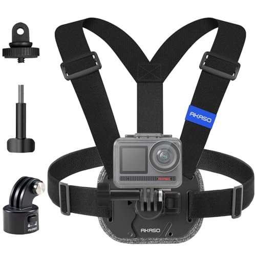 AKASO Quick Release Adjustable Chest Mount Harness Strap for GoPro Hero 13 12 11 10 9, EK7000/EK7000 Pro, V50 X, Brave 4/4 Pro/7 LE/7/8 Action Cameras