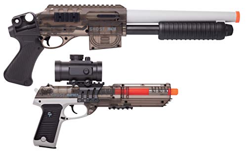 Game Face GFSGPKTGS Ghost Eraser Spring-Powered Airsoft Shotgun And Tactical Pistol Kit With Red Dot Scope (Grey/Smoke)