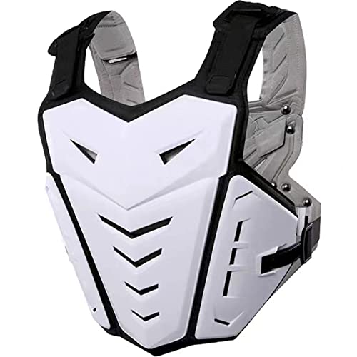Light Upgrade Chest Armor Motorcycle Armor Body Guard Vest, Dirtbike Riding Off-Road Racing Cycling Skiing Motocross Adult Kids Protector Shirt Jackets for Street Bike, Mens Back Protection (White)