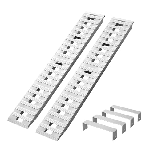 Jocisland 2 PCS Aluminum Trailer Ramp with Hook Ends, 6000 LBS Total Capacity, 83" x 14" Heavy Duty Trailer Ramps for Cars, Trucks, and Equipment