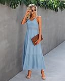 Dokuritu Women's Beach Crochet Lace Maxi Dress Solid Color Summer Vacation Spaghetti Strap Long Dress 2024