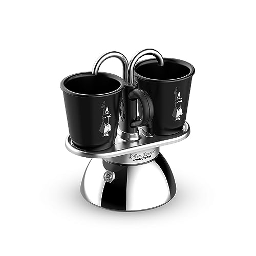 Bialetti Mini Express Induction Coffee Maker, Aluminium, Black, 2 Cups