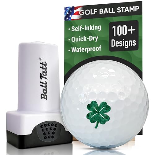 Ball Tatt - Four Leaf Clover Golf Ball Stamp, Golf Ball Stamper, Self-Inking Golf Ball Stamp Markers, Reusable Golf Ball Marking Tool to Identify Golf Balls, Golfer Gift Golfing Accessories