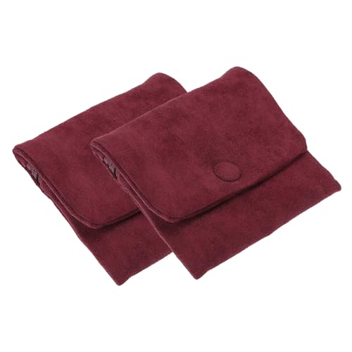 PATIKIL Travel Jewelry Pouches, 2 Pcs Soft Portable Small Velvet Jewelry Bags with Snap Button and Zipper for Earrings Necklace Bracelets Storage Travel, Red, 4" x 4"