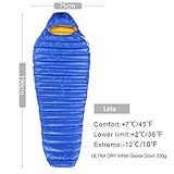 AEGISMAX LETO 7 Degree 700FP Ultra Dry Goose Down Sleeping Bag Ultralight Down Sleeping Bag for Camping and Backpacking for Men & Women (Blue, Regular)