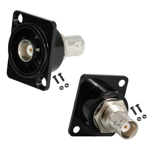 PENGLIN 2PCS BNC D Series Panel-Mount Connector, BNC Female to Female Adapter Bulkhead Connector, Coaxial Extension Coupler for Custom Communication & Surveillance Systems