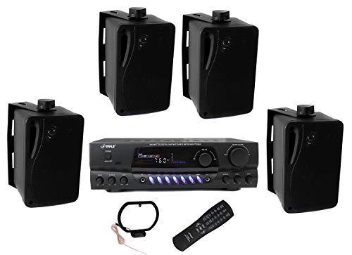 Pyle PLMR24B 3.5 Inch Home Theater Speakers with 100 Watt RMS Power, 4 Ohm Impedance, Stereo Theater Receiver, and 3 RCA inputs (4 Pack)