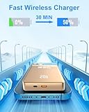 BBD 12000mAh Magnetic Portable Charger Power Bank for iPhone,1 Pack 20w Fast Charging Wireless Power Bank with USB C Cable in&Out Put Magsafe Battery Pack for iPhone 16 15 14 Magsafe Accessories Gold