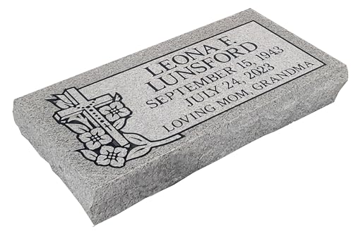 Headstone marker- 20 x 10 x 3" - monument granite - includes engraving - multiple designs