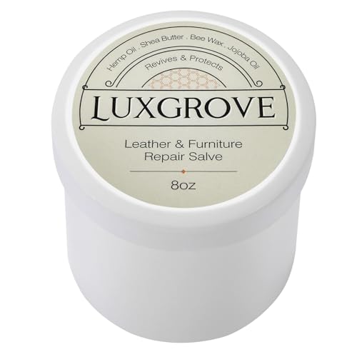 LUXGROVE® Leather & Furniture Repair Salve- Polisher, Moisturizer, and Restorer for Couches and Furniture - Conditioner for Leather Cleaner, Wood, and Vinyl - Repair Salve for Car Seats - 8oz