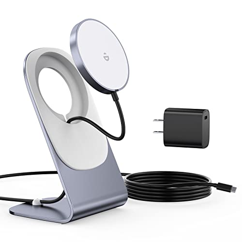 Magnetic Wireless Charger for iPhone 16/15/14/13/12 - Mag Charger+20W USB C Adapter, Fast Wireless Charging Stand/Pad with 5ft Cable for iPhone 16/15/14/13/12 Pro Max Plus Mini,Mag-Safe Charger-Gray