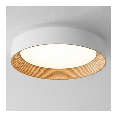 Modern Hardwired Flush Mount Ceiling Light, Wrought Iron Wood Grain Close to Ceiling Lighting Fixture, Acrylic Shade Ceiling Lamp for Living Room Dinning Room Bedroom (Color : A, Size : 45cm)