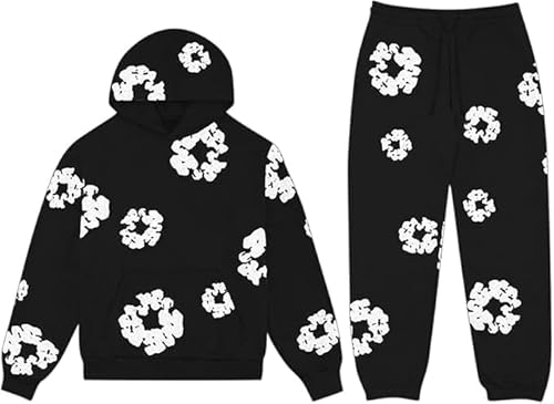2 PCS Graphic Hoodies Vintage Printed Hoodie Sweatshirt Casual Oversized Long Sleeve Streetwear Hooded Pullover Z/M