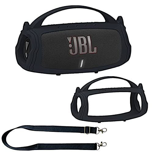 Silicone Cover Case for JBL Charge 5 Portable Bluetooth Speaker, Protective Skin Holder for JBL Charge 5 Speaker Accessories (Black Case, NOT Fit Wi-Fi Version)