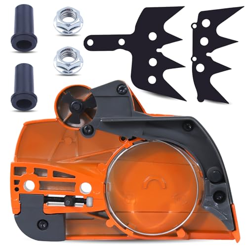 537286301 Chainsaw Clutch Cover with Brake for Husqvarna 455 455E 460 Rancher 461 Chainsaw, 455 Clutch Cover with Felling Dog Bar Nut Guide Bushing Chainsaw Replacement Parts # 5372863-01