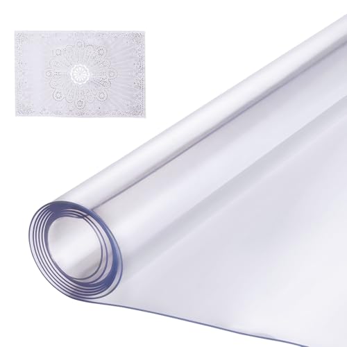 VEVOR Plastic Table Cover, 54 x 54 Inch 2.0 mm, Clear Square PVC Desk Mat Protector, Waterproof & Easy Cleaning Pad Tablecloth, for Office, Dresser, Dining Room, Night Stand