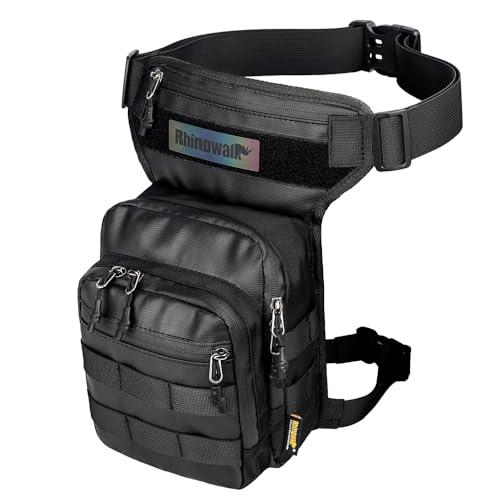 SUNELFFY Motorcycle Drop Leg Bag Military Thigh Pouch Bag Tactical Hip Thigh Pack Leg Bag Multifunctional for Riding Cycling Hiking Climbing Men and women (Black)