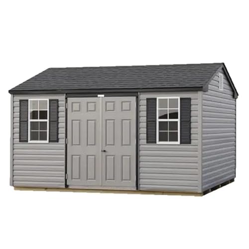 Generic Handy Home Products Garden Shed, 10 x 12 ft, Storage Building with Windows and Doors, Gray, HANBO-SD001