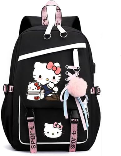 CUSALBOY Fashionable Computer Backpack Youth School Casual Backpack with USB Port, Travel Business Backpack Cartoon Luminous Pattern (black 4)