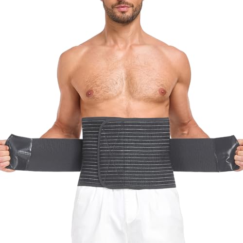 DOREIPA Abdominal Binder for Men and Women – Post Surgery & Postpartum Recovery Hernia Support Belt Waist Trainer for Men Adjustable Compression Wrap (Black,XL)
