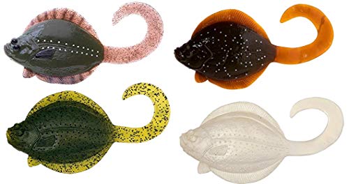 4" Sanddab Lingcod Jigs Rig Fishing Lure Sand Dab Fish for Halibut Rock Grouper Cod (4" Natural, PW, GP, Sole 4/PK)