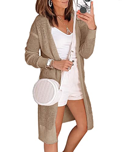 Misassy Womens Open Front Knit Sheer Cardigans Summer Boho Lightweight Long Sleeve Kimono Long Sweater