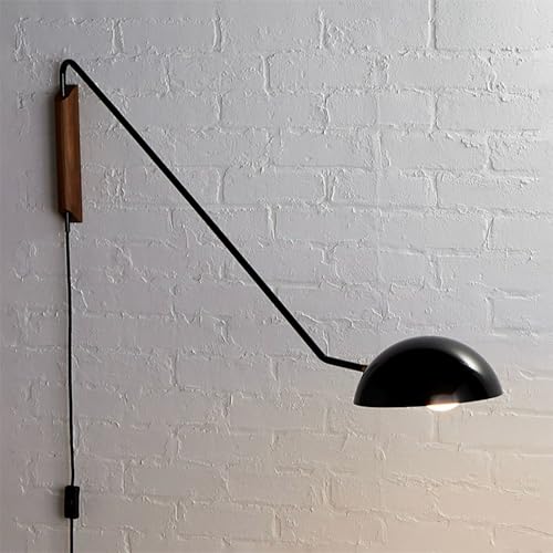 Aeyee Modern Plug in Wall Sconce, Industrial Swing Arm Wall Lamp, Flexible Reading Lamp, Classy Wall Mount Lamp for Living Room Bedroom (Black)