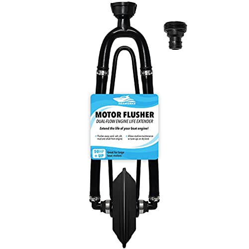 Seaworks Dual Feed Muff Style Boat Motor Flusher | Use for Antifreeze Winterization or Common Water Flush | 5/8 Inch Standard Garden Hose Connection
