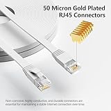 Cat 6 Ethernet Cable 100 ft, Outdoor&Indoor, 10Gbps Support Cat8 Cat7 Network, long Flat Internet LAN Patch Cord, Cat6 Solid Fast Speed weatherproof Cable for Router, Modem, PS4/5, Xbox, Gaming, White