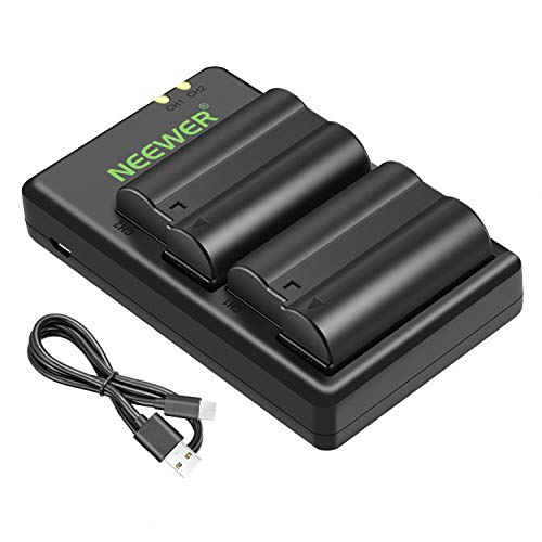 Neewer EN-EL15 Battery Charger Set Compatible with Nikon Z5, Z6, Z6 II, Z7, Z7II, D780, D850, D7500, 1 V1, D500, D750, D800, D7000, D7100, D7200 Batteries (2-Pack, Micro USB Port, 2100mAh)
