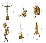 Large Set of 6 Wall Climbing Man, Gold x6 Climbing Man + x3 Rocks to Hide Nails, Wall Decor, Wall Art, Climbing Wall Sculpture, Wall Hangings